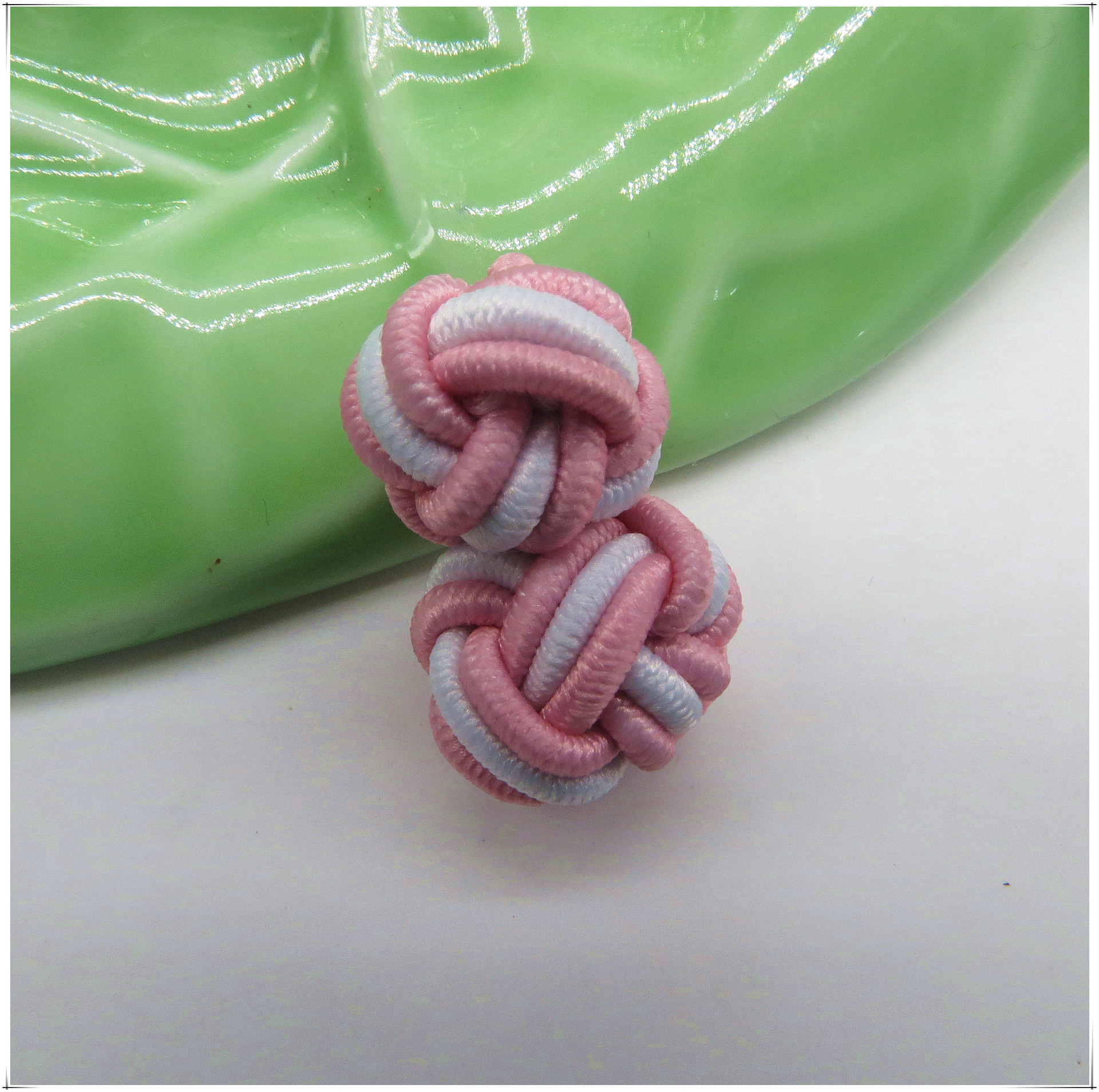 纯手工袖扣橡皮筋盘扣传统中国结编织绳扣波子两色双球松紧扣