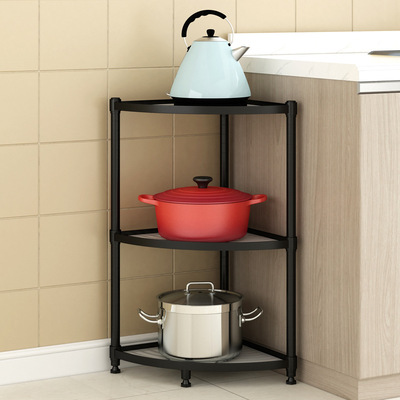 厨房置物架不锈钢三角形转角锅架落地多层放锅架子家居墙角收纳架