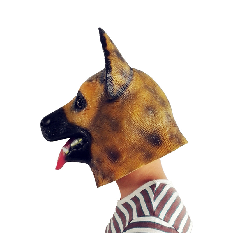 黄狗面具 逼真万圣节派对全头面具 cos表演动物头套 工厂批发
