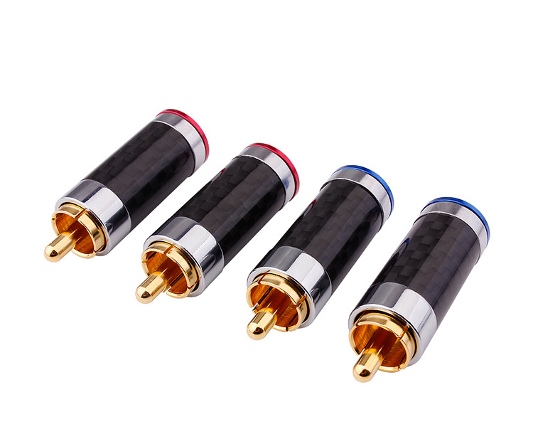 台湾杨阳yyaudio 碳纤维镀金莲花头耐高温铁氟龙绝缘 rca音频接头