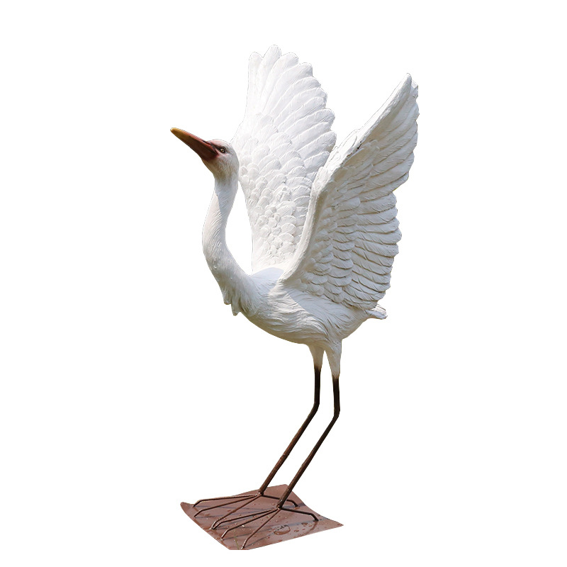 玻璃钢雕塑厂家公司户外园林装饰大型仿真动物白鹭树脂工艺品摆件