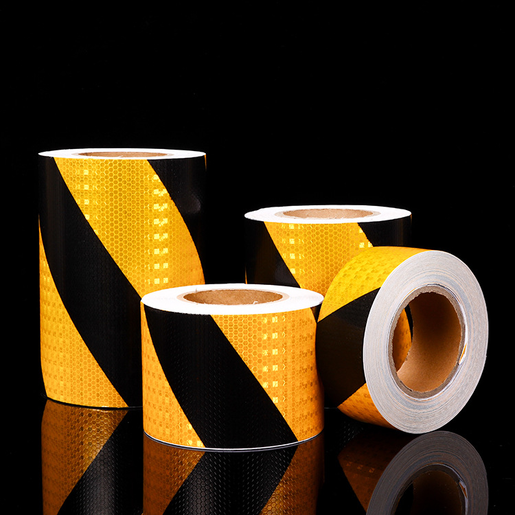黄黑斜纹 5/10/15至45 厘米pvc晶彩格黄黑斜纹 反光胶带 贴反光贴