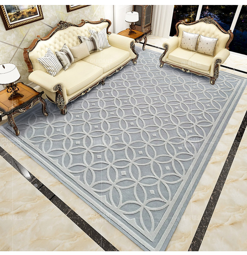 进口羊毛地毯欧美豪华别墅高低绒工艺客厅茶几卧室床边毯高端定制