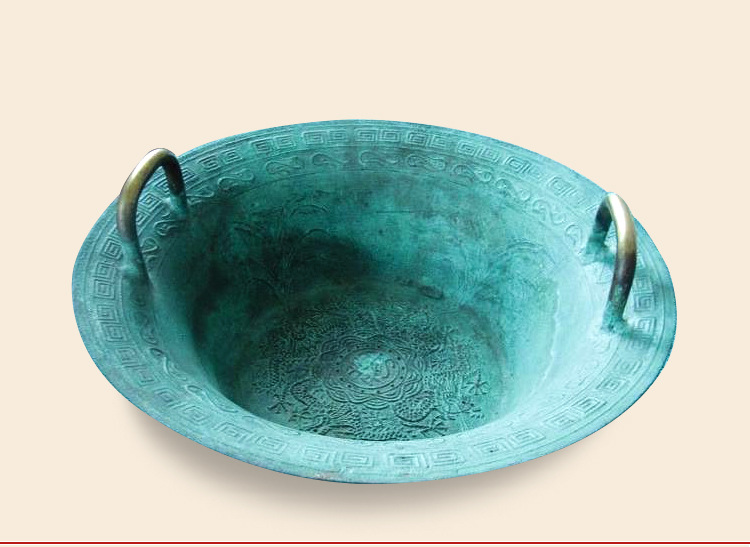 青铜器仿古摆件龙洗盆定制影视道具沃盥礼铜盆租赁婚庆厂家