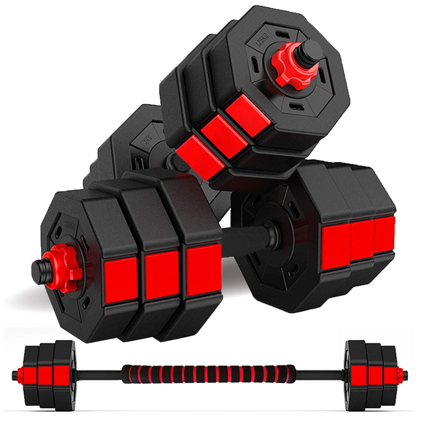 调节水泥八角哑铃防滚动男士家用健身器材pe塑料杠铃20kg40公斤