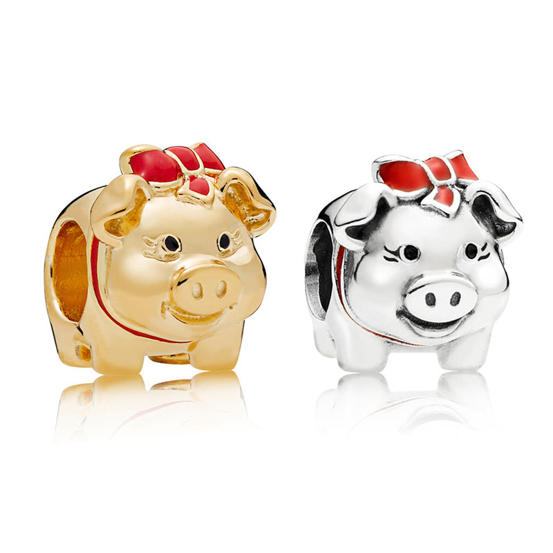 潘家新年s925银招财金猪年串饰纯银小猪存钱罐可爱创意本命年串珠