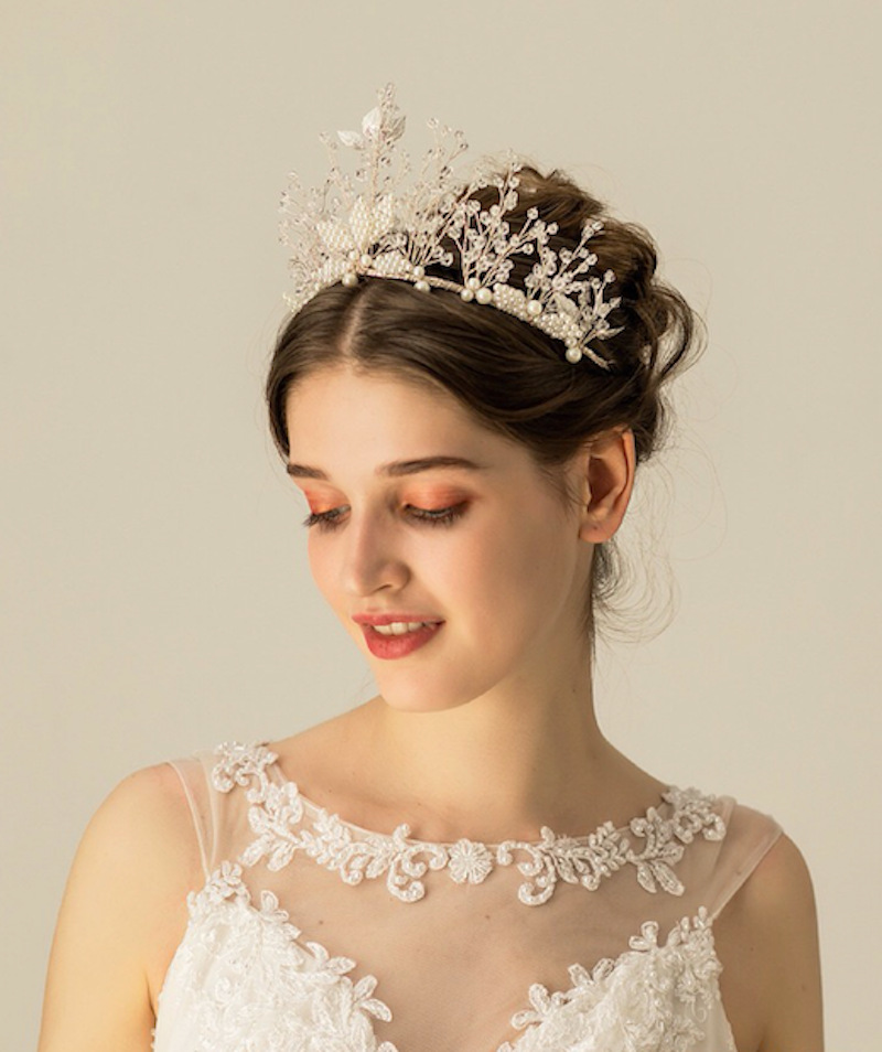 速卖通新款手工新娘珍珠水晶闪钻发箍 纯手工新娘造型头饰