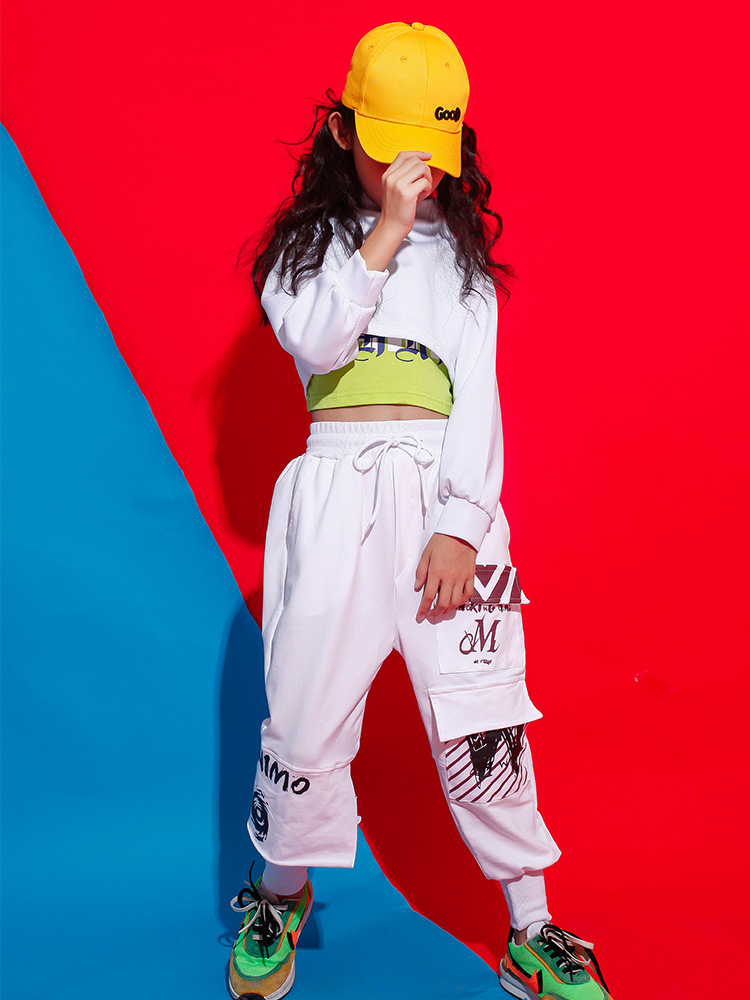爵士舞服装儿童街舞套装女童hiphop演出服少儿嘻哈jazz露脐上衣潮