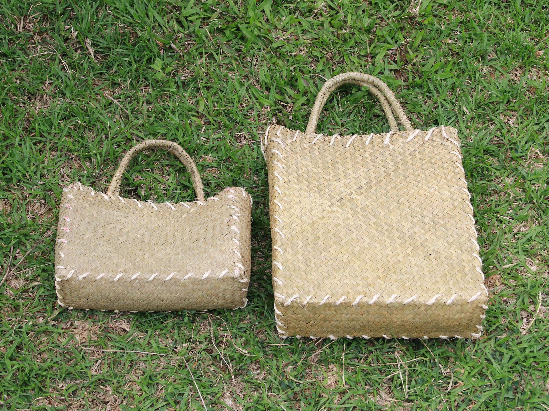 草编手提包手工编织环保袋活动伴手礼品袋悠闲沙滩包外贸批发