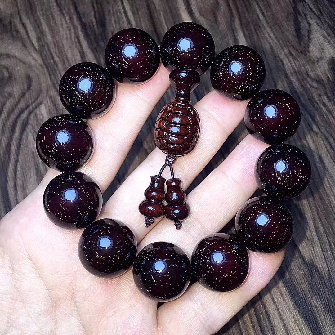 【】满金星小叶紫檀手串手链佛珠男女饰品