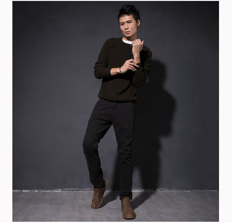 海行男士裤子加绒男裤休闲裤加厚冬季 灰色黑色直筒长裤韩版潮流