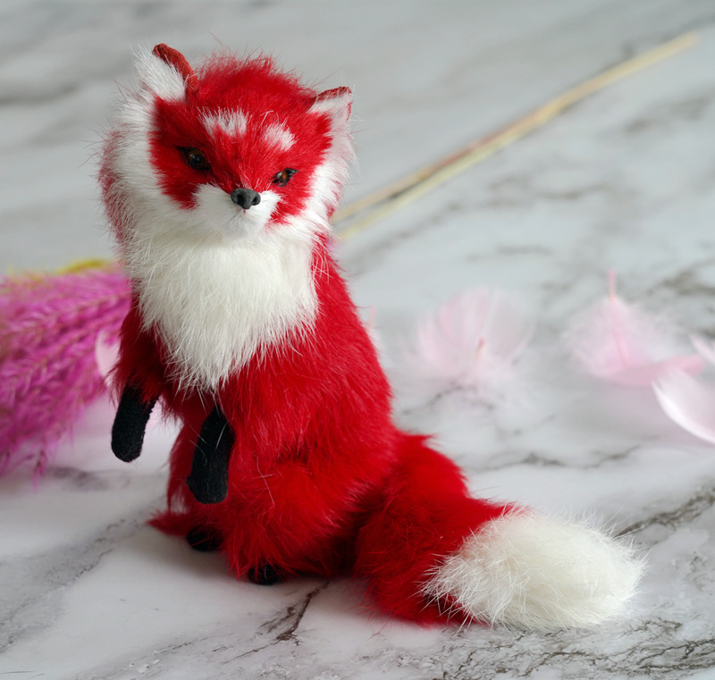 仿真狐狸摆件狐仙黄狐供奉狐仙女友礼物卡通狐狸摄影道具橱窗摆件