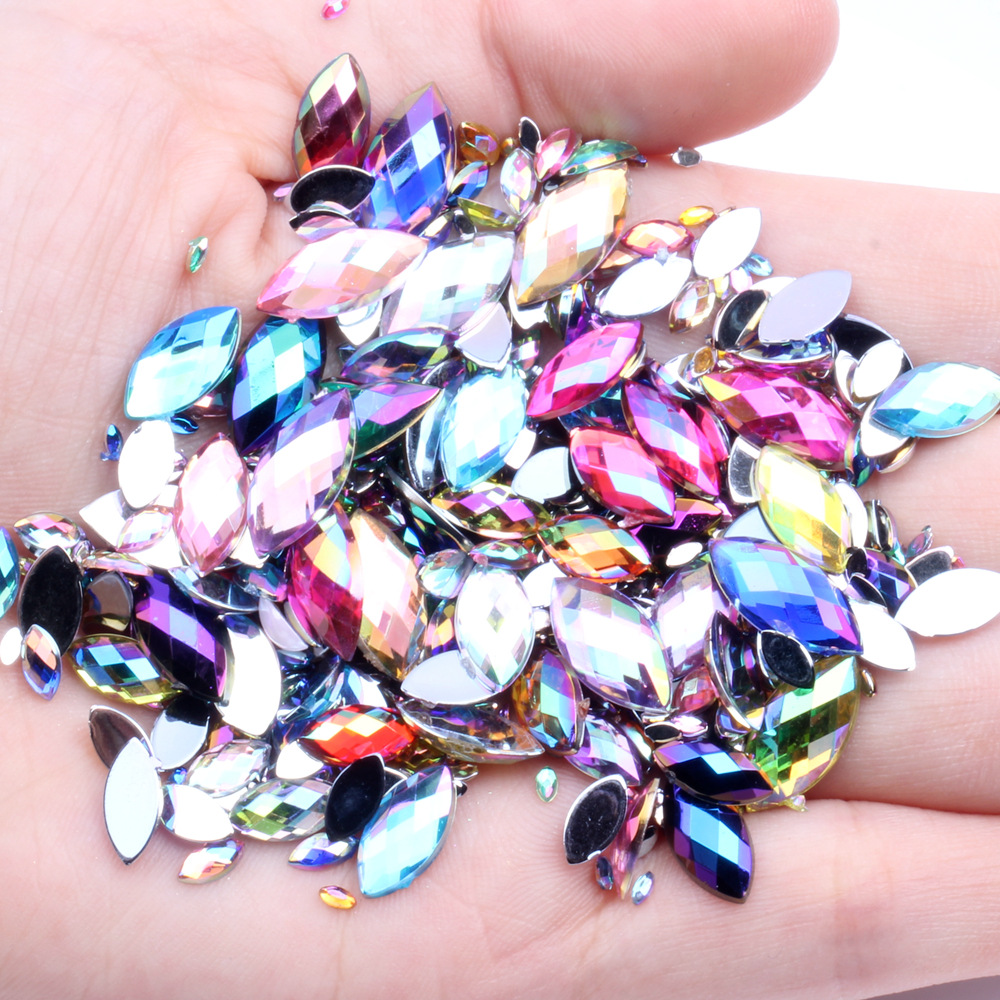 New Spherical Horse Eye Flat Magic Color AB Plaid Earth Surface Mobile Phone Barrettes Cream Glue Diy Diamond Accessories Wholesale