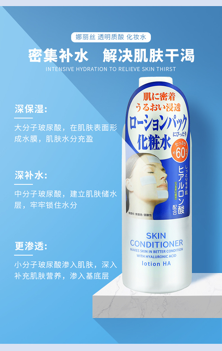 日本进口娜丽丝透明质酸润颜保湿化妆水360ml爽肤水化妆品批发