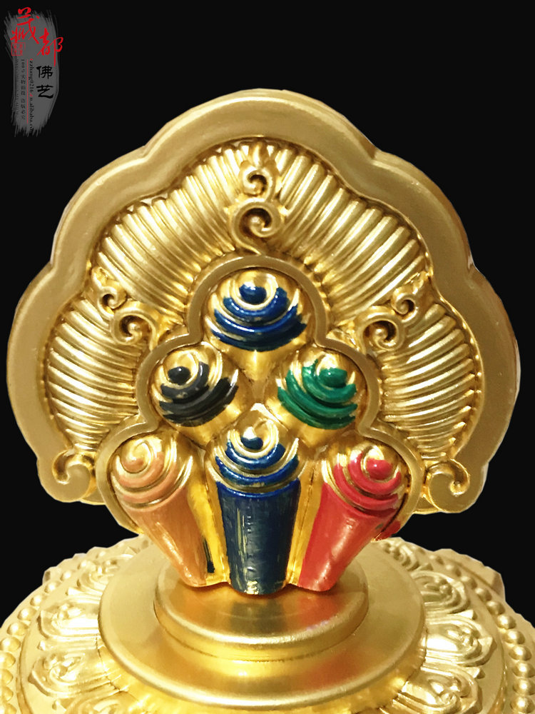 藏传密宗用品双色合金彩绘摩尼吉祥八宝财神宝瓶可自行装藏大号