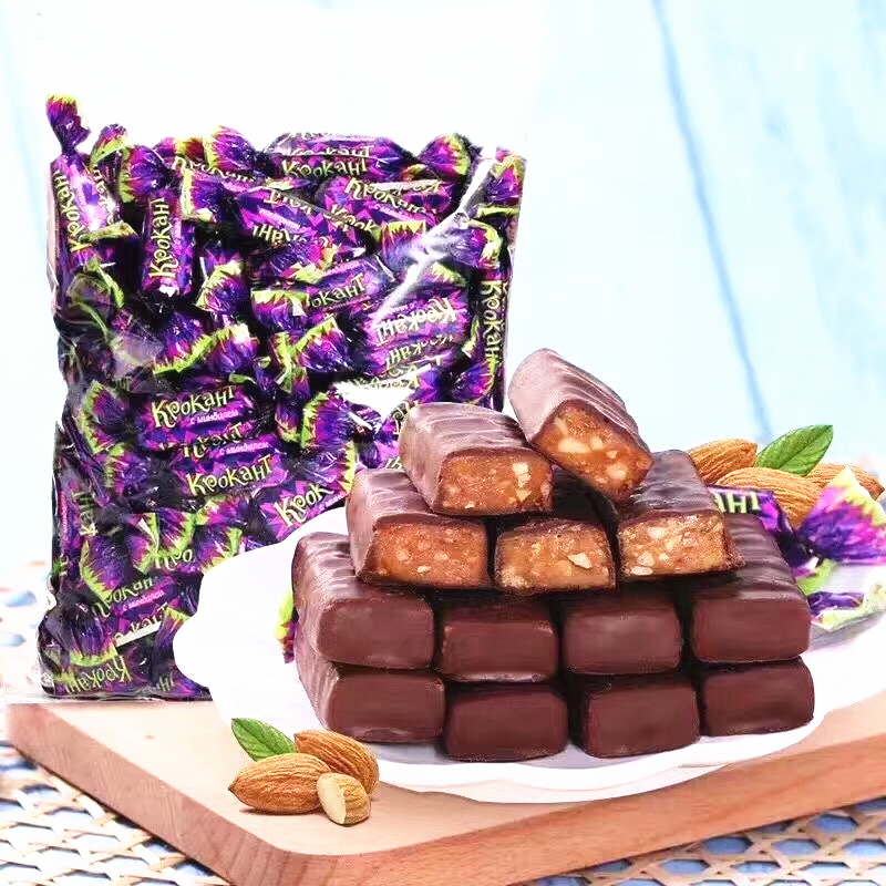 kdv俄罗斯紫皮糖进口小零食品批发圣诞节巧克力夹心糖果 散装喜糖