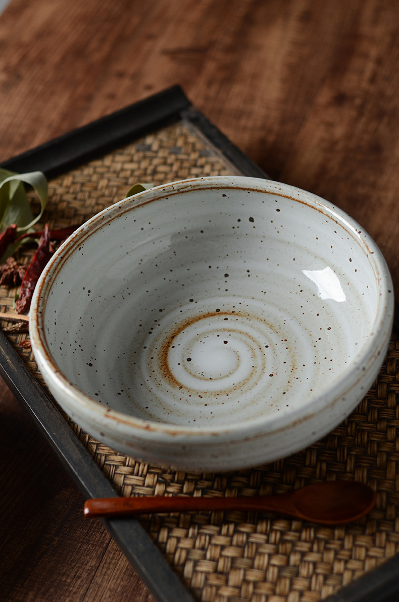 加厚复古手工粗陶日式大斗笠碗9寸饭碗汤碗面碗简约定制家用餐具