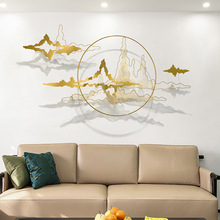 中式创意客厅墙面立体假山铁艺壁饰会所软装饰品金属山水挂件