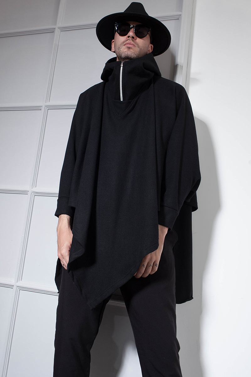 披风斗篷男秋冬中长款外套连帽跨境外贸欧美日韩代发批发现货