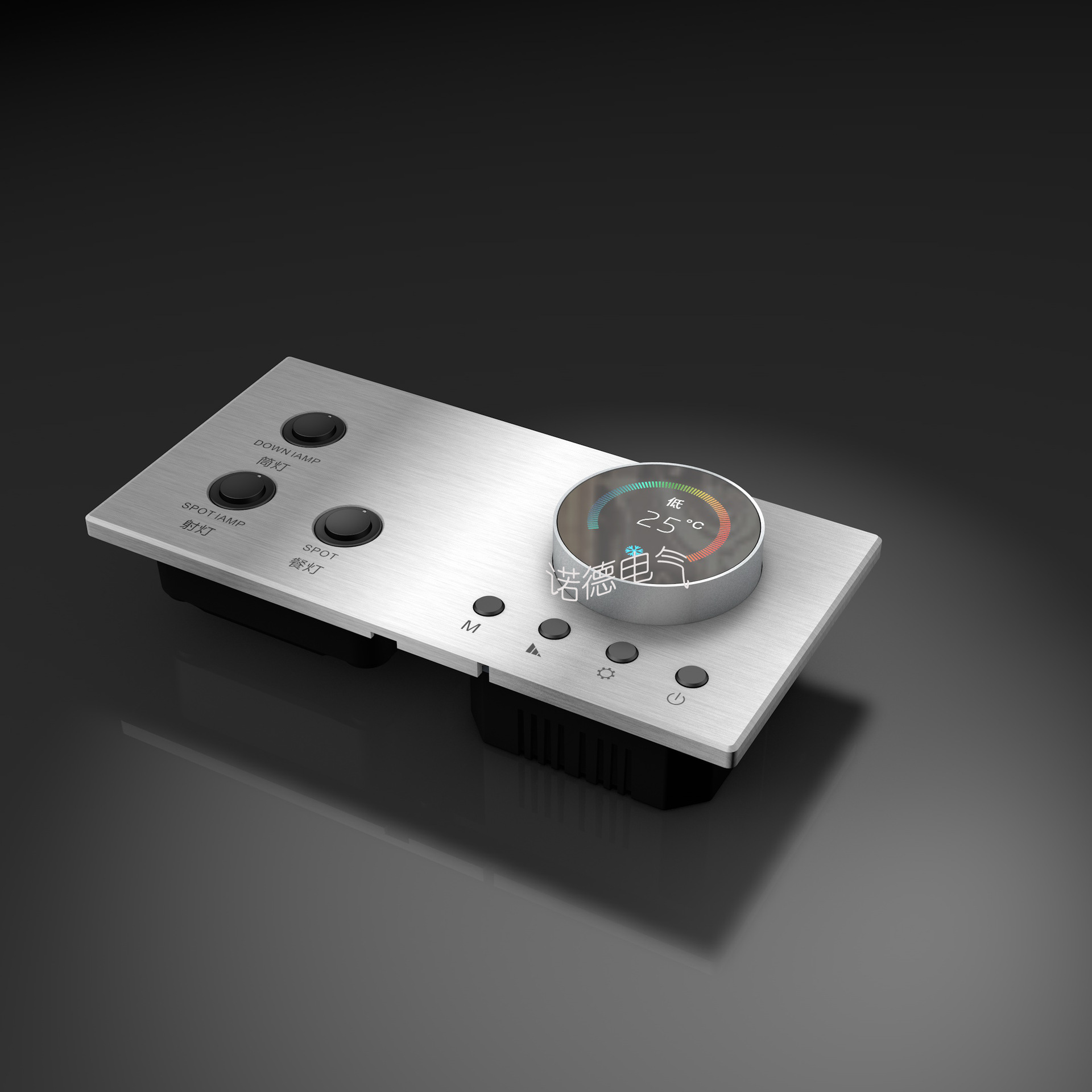 酒店定做金属面板弱电485开关 圆点按键knx智能面板 大旋钮温控