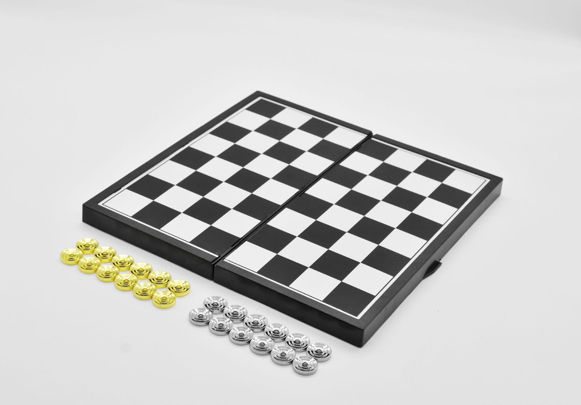 高档金属国际跳棋套装金银色西洋棋学生儿童入门象棋便携折叠棋盘