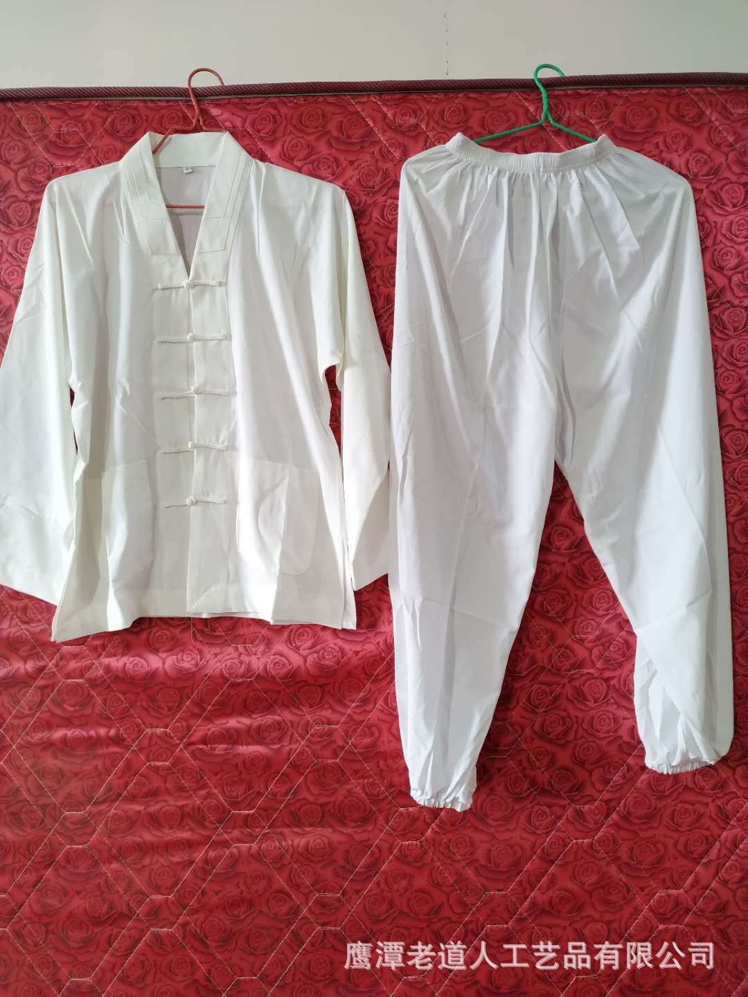 夏季道袍 套装 夏季薄款套装 道服 短褂对襟 白色套装春夏季