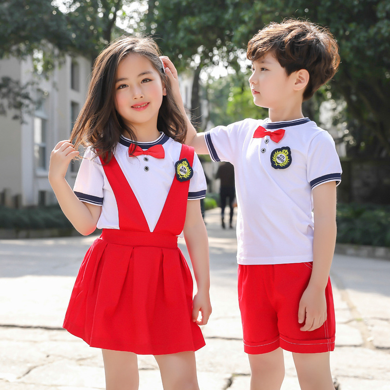 幼儿园园服夏装2021新款短袖中小学生夏季校服英伦学院风班服套装