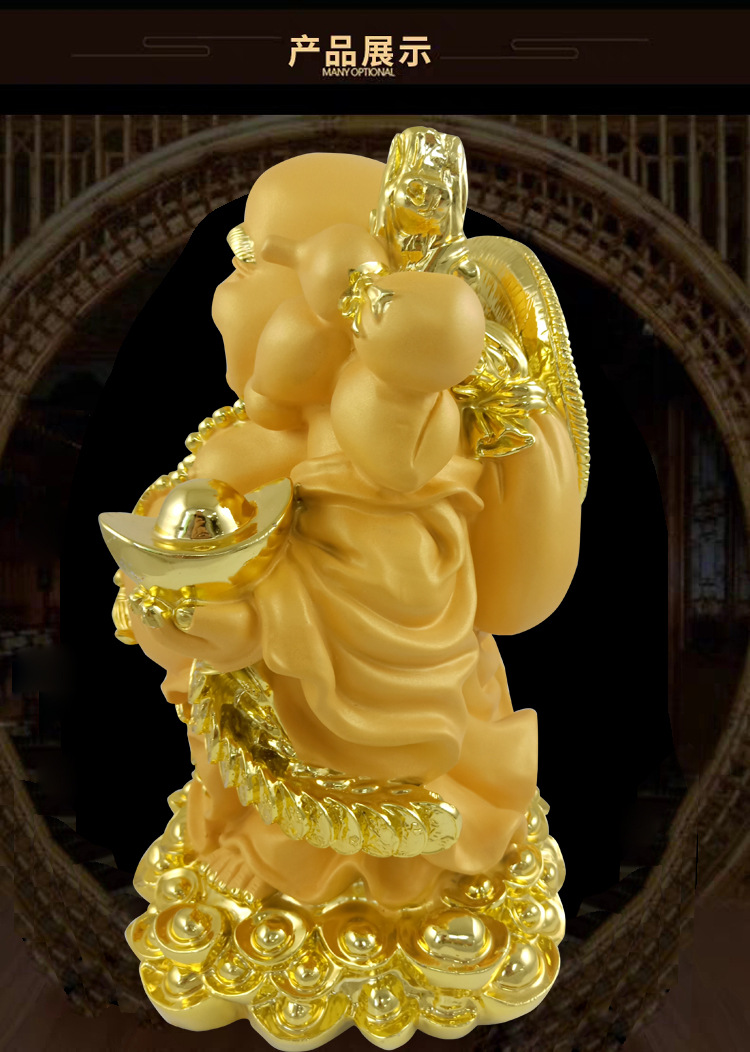 厂家直销树脂沙金招财进宝背帽弥勒佛 礼品佛教用品家居饰品批发
