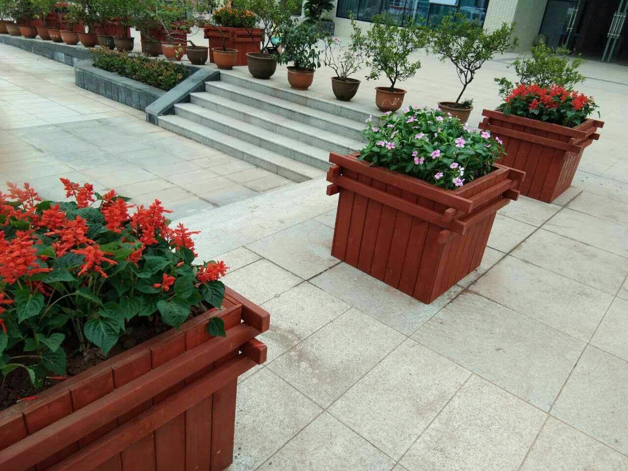 定制防腐木花箱组合花箱户外公园花盆实木户外落地式防腐木花坛