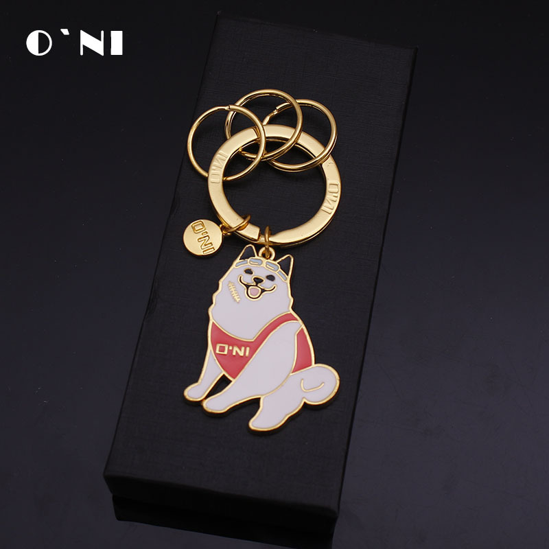 Fashion New Pet Dog Keychain Cartoon Cute Jarre Aero Bull Metal Pendant Custom Logo Cross-Border Supply