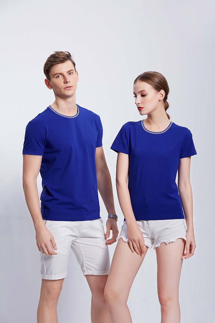 欧根棉圆领t恤定做文化衫工作服班服定制厂家印图文字刺绣图案