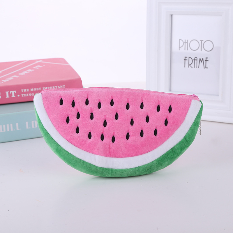Cute Big Watermelon Psp Bag Fashion Watermelon Storage Pencil Case Cute Plush Stationery Case Factory Wholesale