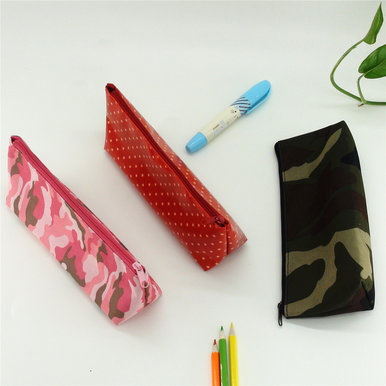 欧美迷彩三角形笔袋 学生便携式文具盒收纳袋 多用途工具包