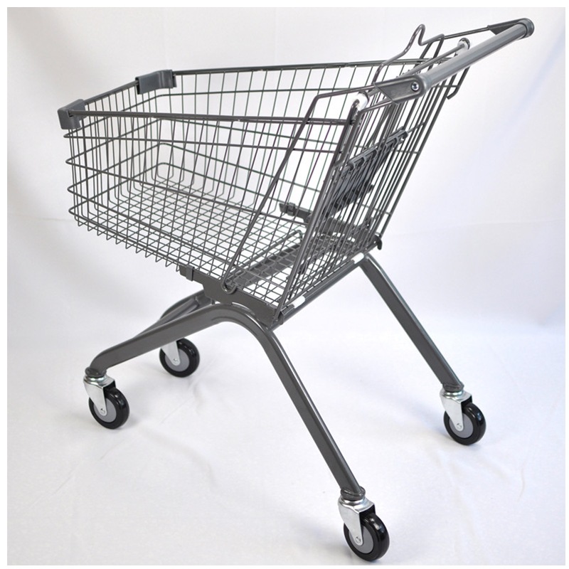 80l灰色欧式超市购物车手推车商店手推车双层超市购物车
