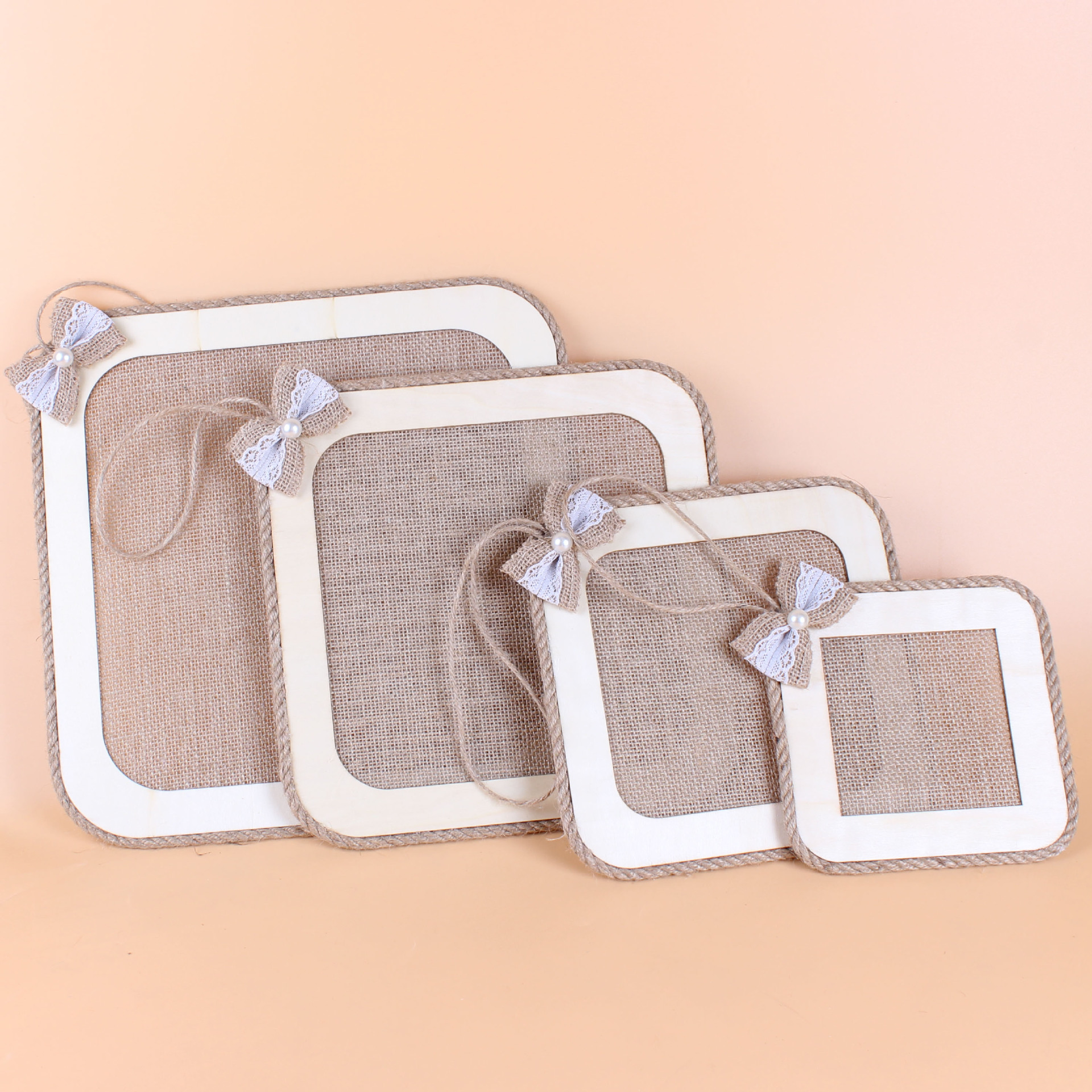 田园风麻布框场地布置装饰挂饰儿童环创材料diy产品麻绳简约制作