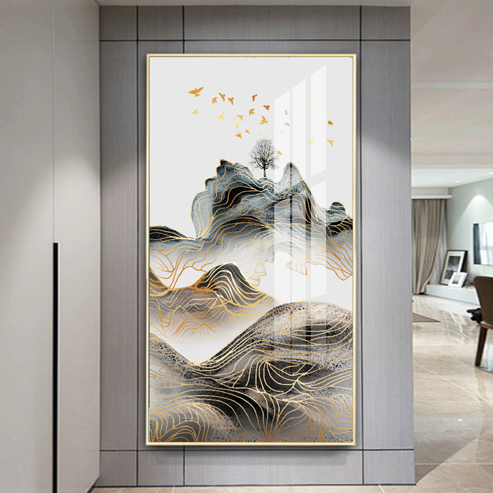 纯手绘卧室床头装饰画大尺寸抽象油画厂家跨境代发挂画