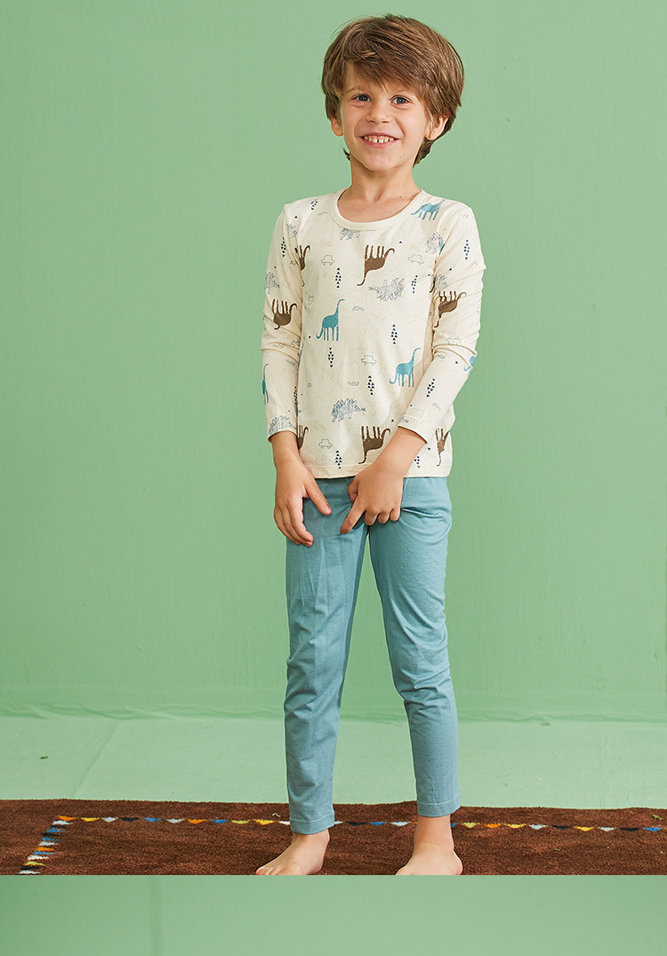 小番薯童装2019秋冬新款男孩恐龙套装婴儿莫代尔衣服儿童秋衣秋裤