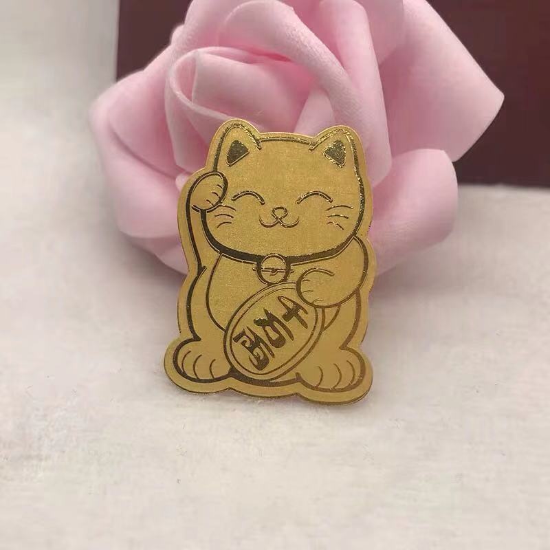 抖音同款足金招财猫手机贴招财猫贴膜金片足金开运猫