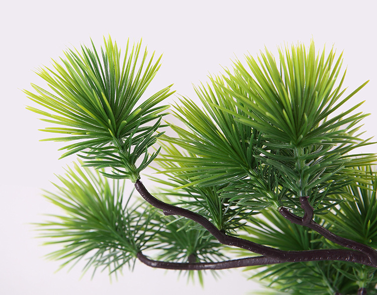 大美人松枝直销崖柏松叶子仿真迎客松树盆景配件花材装饰植物假花-阿