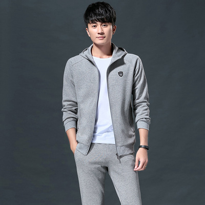 运动服套装男士连帽卫衣运动装春秋款休闲套装男两件套男士运动服