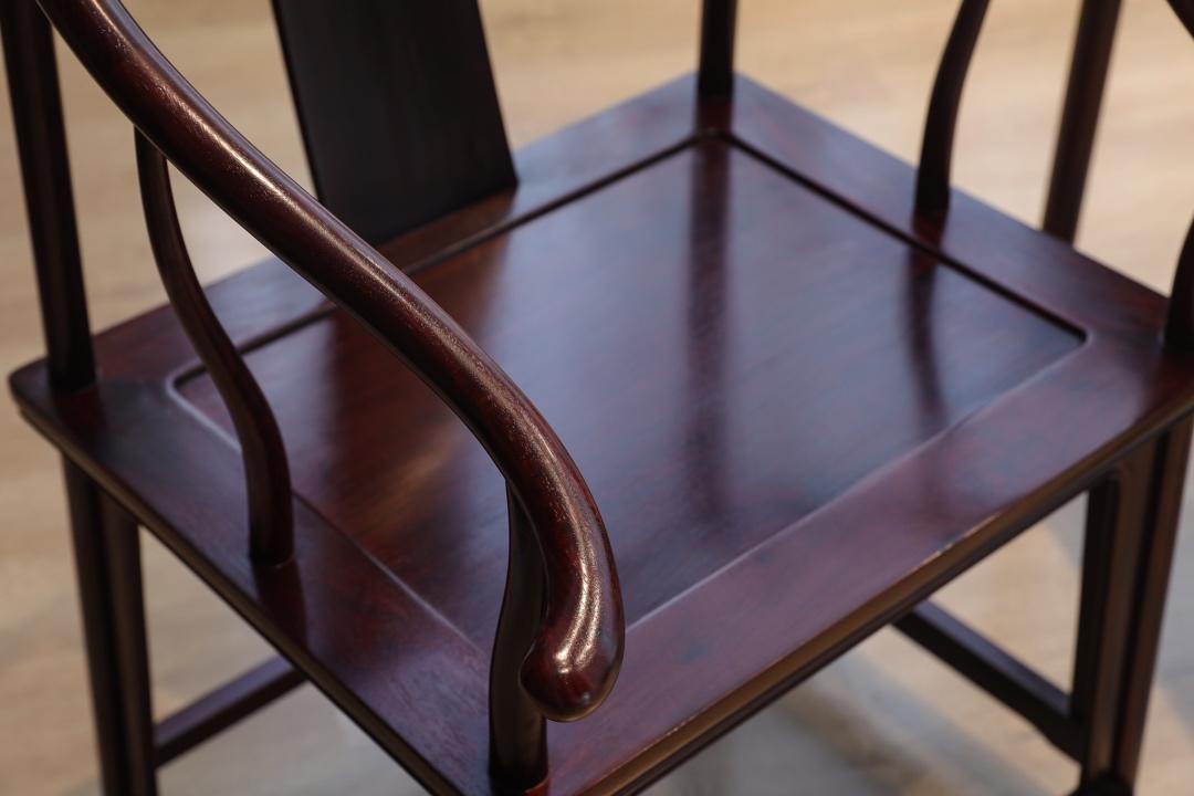 尚策红木家具赞比亚紫檀血檀圈椅三件套新中式椅实木仿古椅子茶椅