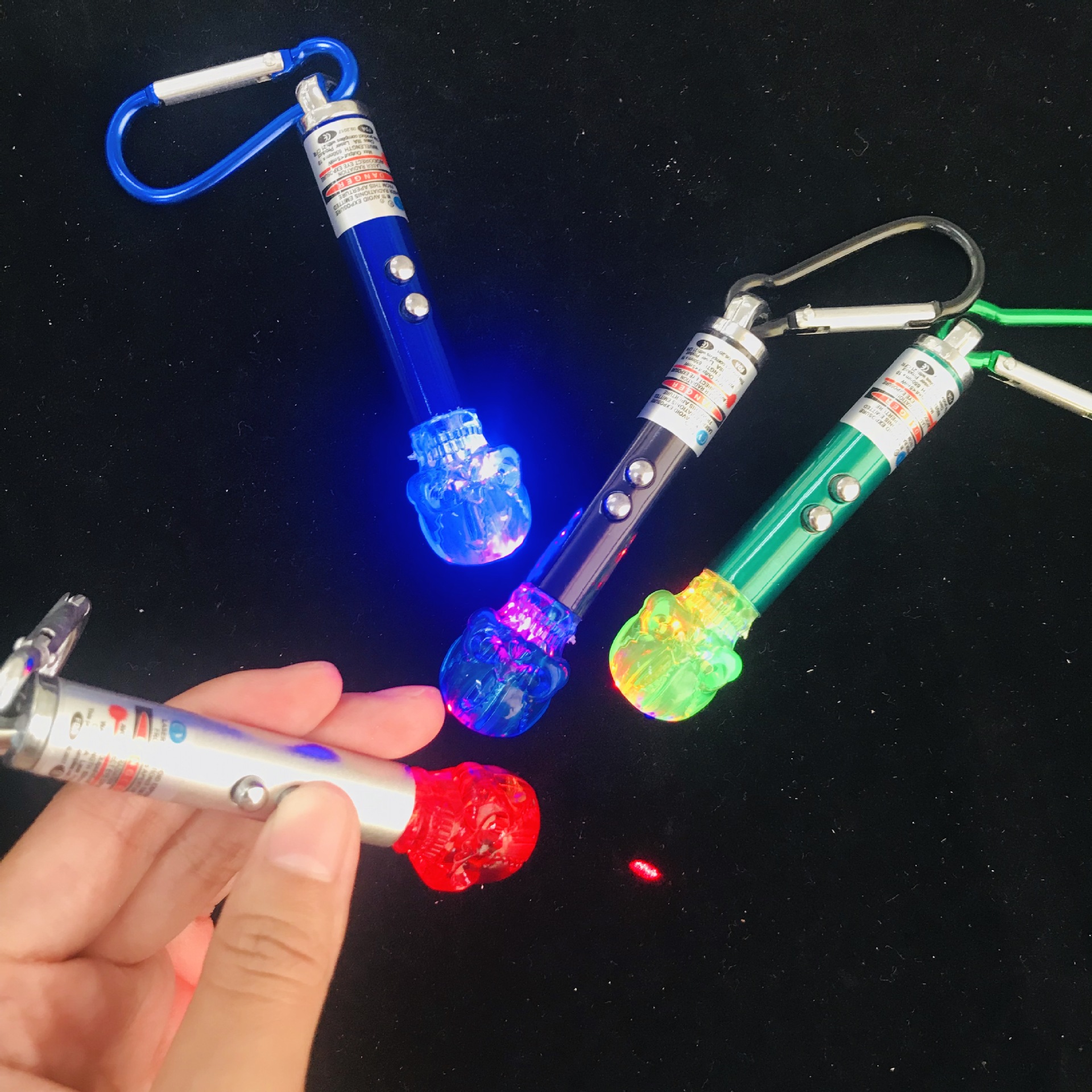 驰怡铝合金红外线激光灯逗猫彩色骷髅彩灯红光验钞照明手电筒