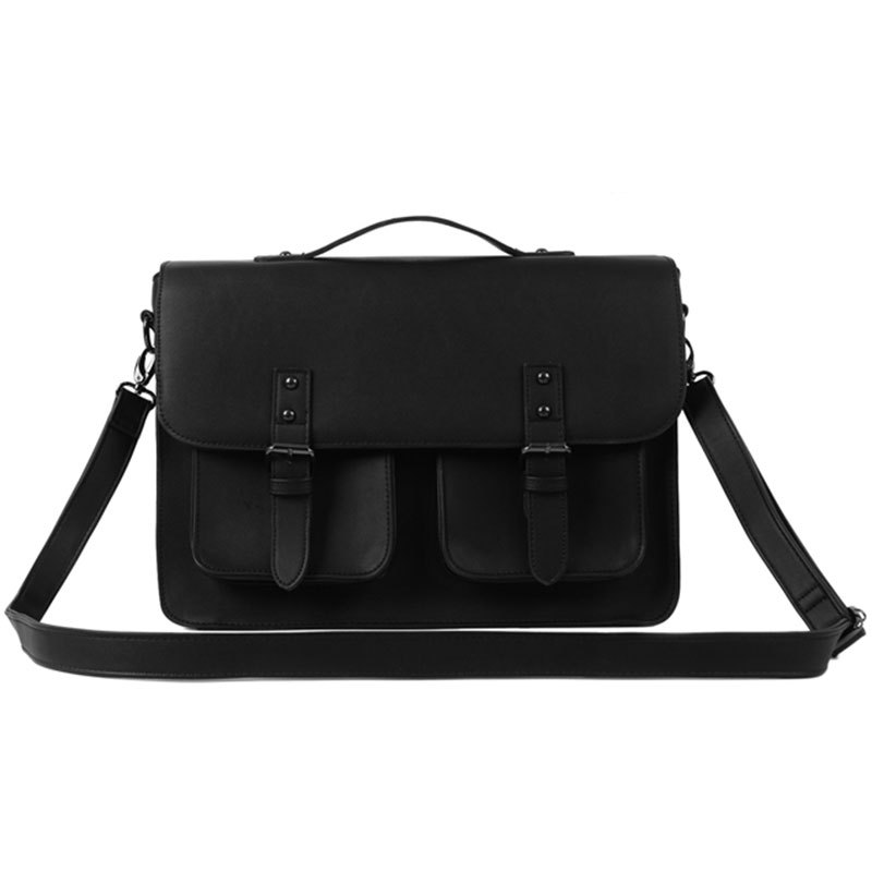 New Men's Solid Color Pu Leather Shoulder Bag Student Casual Messenger Bag Portable Small Square Bag Large Capacity Messenger Bag Men