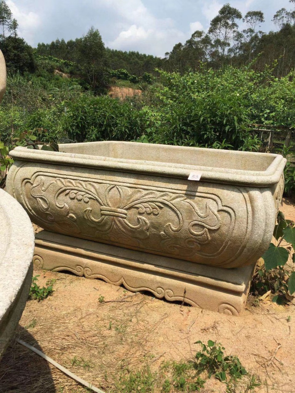 大号长方形仿古石花盆微景观盆景盆栽石雕紫砂花盆盆栽植物石盆