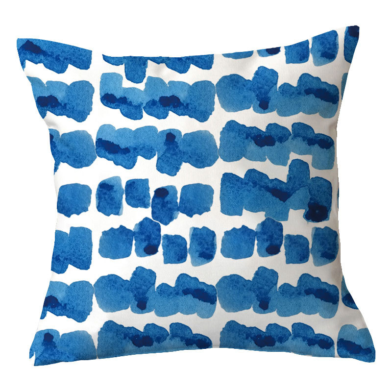 Exclusive for Cross-Border Simple New Blue Geometrical Plush Pillowcase Home Fabric Sofa Cushion Cushion Cover Design