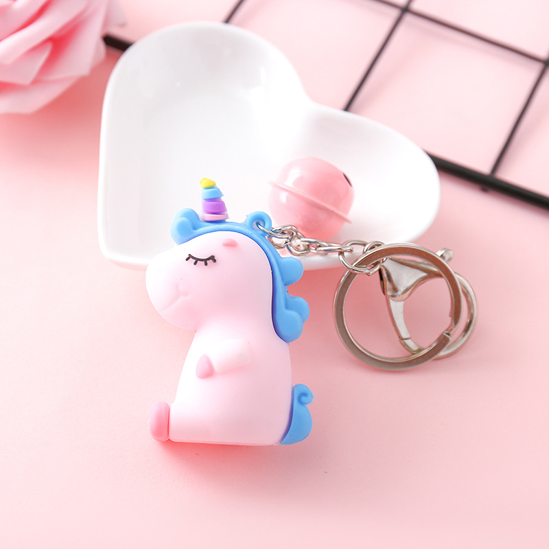 2398 Cute Unicorn Little Bell Shape Keychain Cartoon Doll Automobile Hanging Ornament Couple Girls' Bags Hanging Ornaments