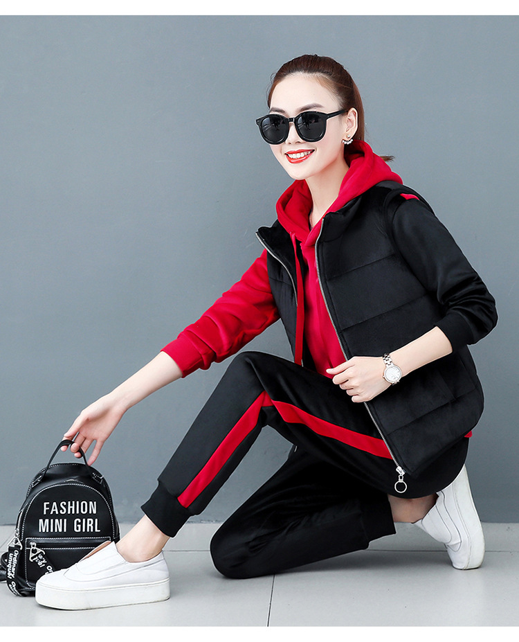 运动套装_金丝绒休闲服运动套装女秋冬装2019新款时尚洋气秋冬季