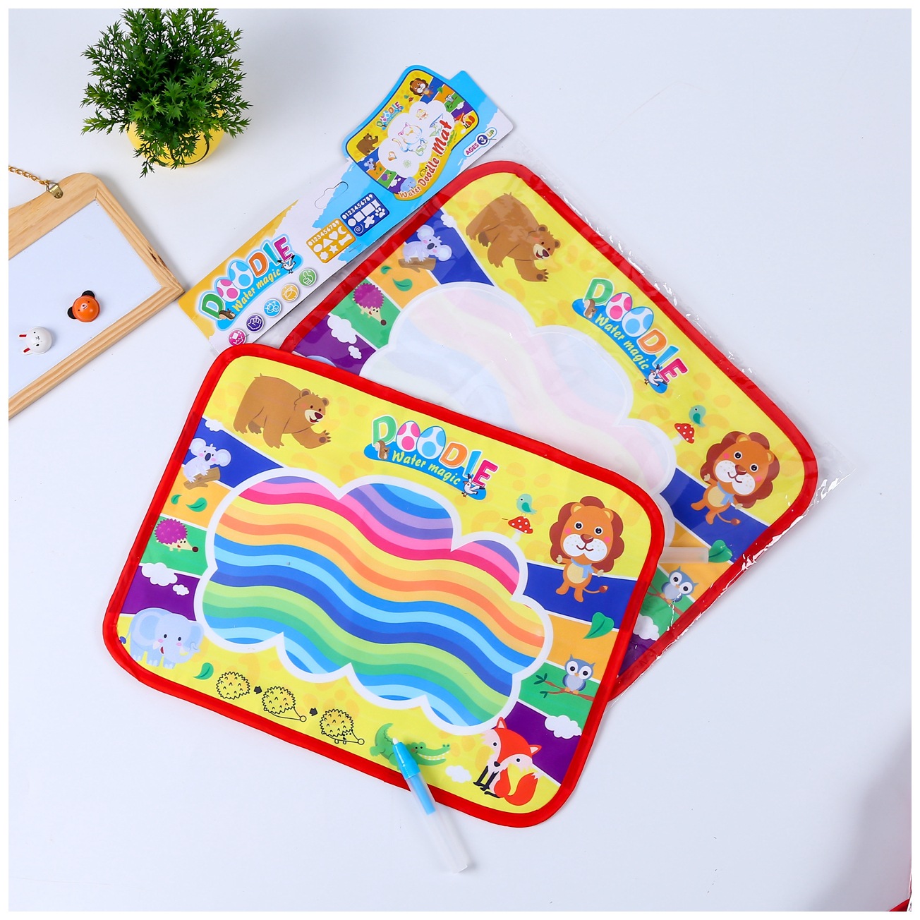 可爱卡通儿童神奇水画布幼儿园宝宝清水写反复涂鸦魔法水画毯画垫