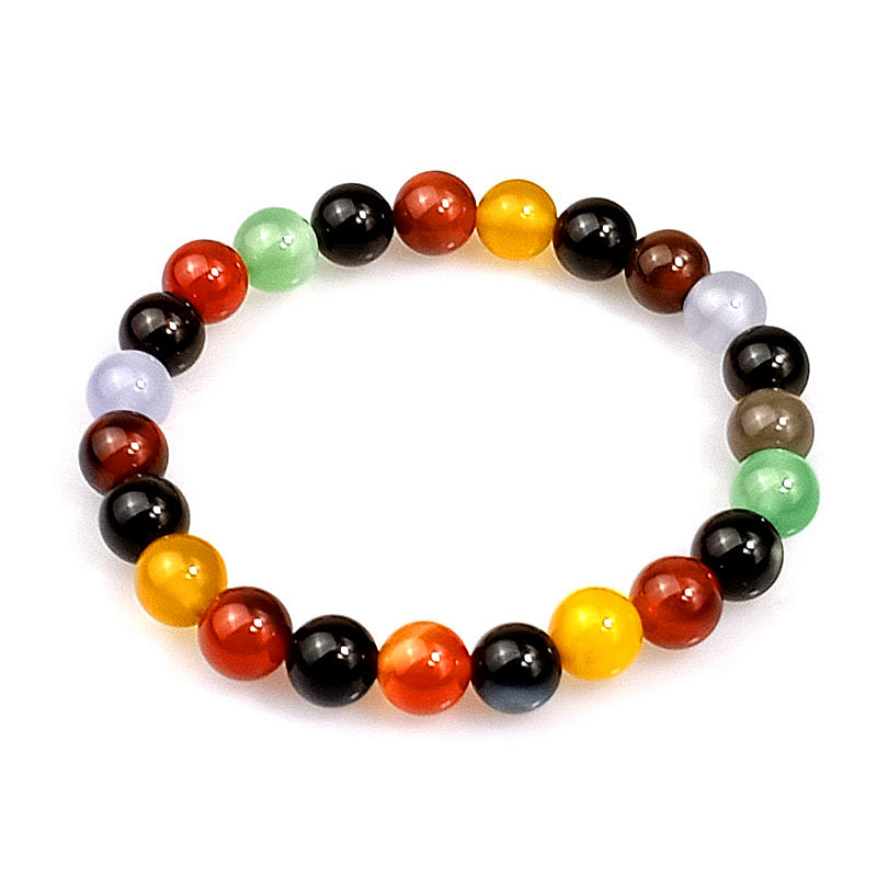 直供热销多宝七彩玛瑙碧玺手串彩色玛瑙女士手串时尚手链手饰批发