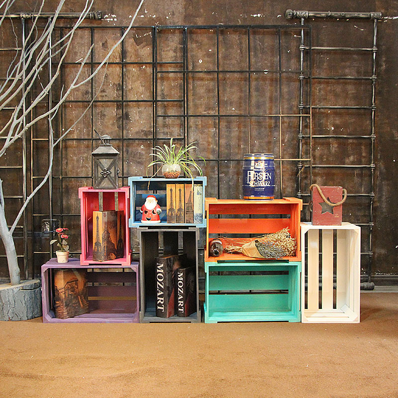 实木箱子储物箱长方形家用木条箱定制装饰水果复古收纳小大旧木箱